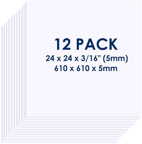 Amazon.com : Foam Board 24 x 24 x 3/16" (5mm) - 12 Pack - White Poster Board, Acid Free, Double ...