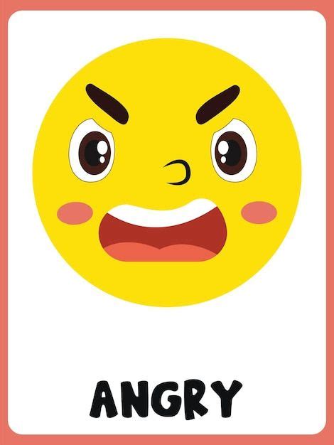 Premium Vector | Angry face clipart flashcard | Emotions preschool ...