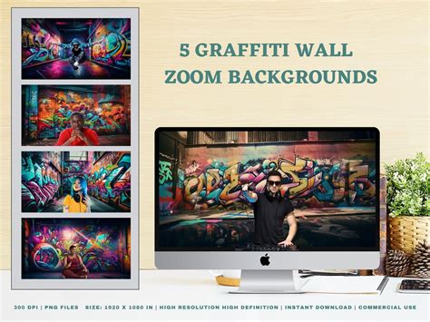 5 HIP-HOP GRAFFITI Zoom Backgrounds Vibrant & Colorful Backgrounds Png, Video Conferencing ...