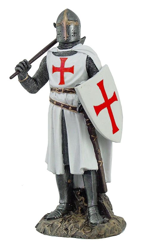 Crusader Knight in Full Shield and Sword Armor Collectible Figurine 11.5 Inch Tall Crusader ...