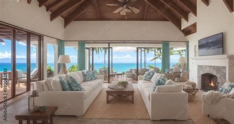 Coastal Luxury: Stunning Maui Hawaii Mansion Living Room Interior ...