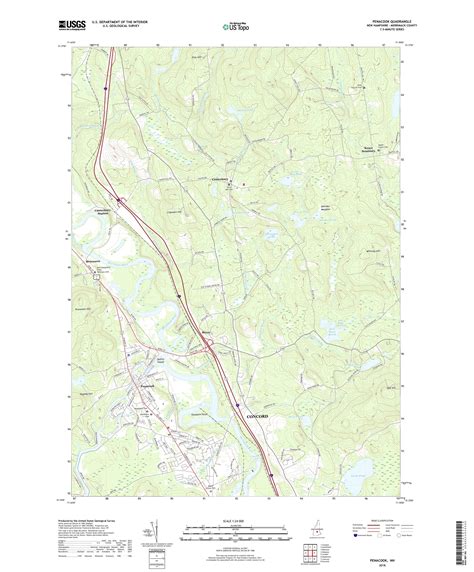 MyTopo Penacook, New Hampshire USGS Quad Topo Map