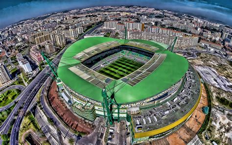 Download wallpapers Estadio Jose Alvalade, Lisbon, aerial view, Sporting Stadium, HDR, football ...