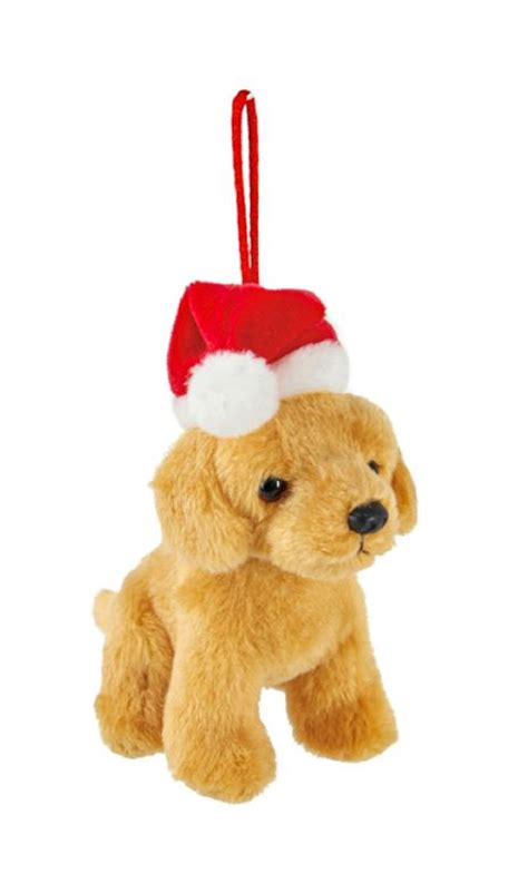 Golden Retriever Santa Hat Plush Ornament