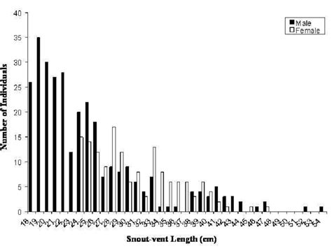 Body size histograms of mature Green Iguanas (Iguana iguana) removed... | Download Scientific ...