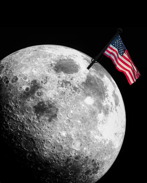 Flag on the Moon Photograph by Semmick Photo - Fine Art America