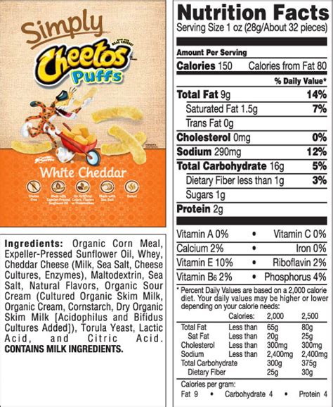 Cheetos Cheese Puffs Nutrition Information - Nutrition Ftempo