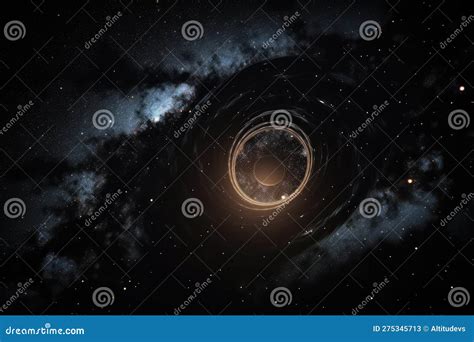 Black Hole, Surrounded by Glowing Ring of Light, Against Starry Night Sky Stock Illustration ...