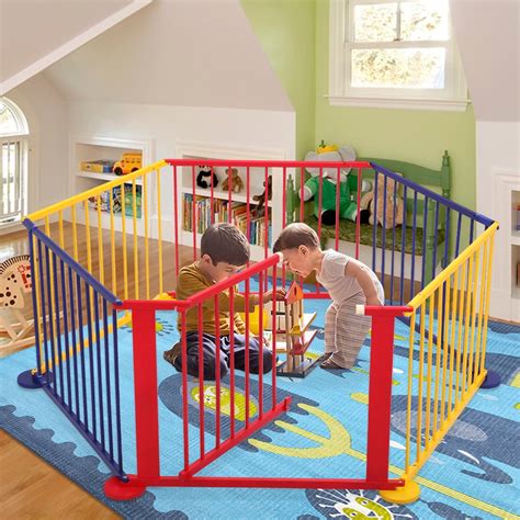 Tobbi Baby Playpen 6 Panel Playard Portable Wood Kids Safety Play ...