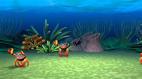 Cartoon Crab 6 Leg Playing Walking Running, Water Waves, Underwater ...