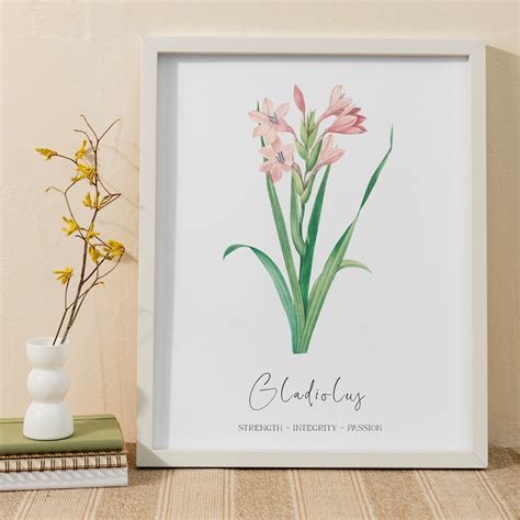 AUGUST BIRTH FLOWER Gladiolus Birth Print Nursery Print Digital Download Printable Birth ...