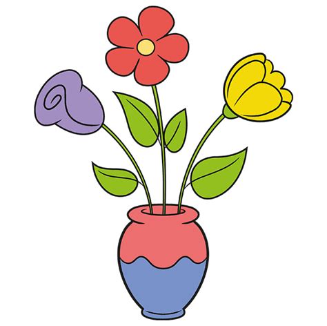 How to Draw Simple Flowers in a Vase - Really Easy Drawing Tutorial