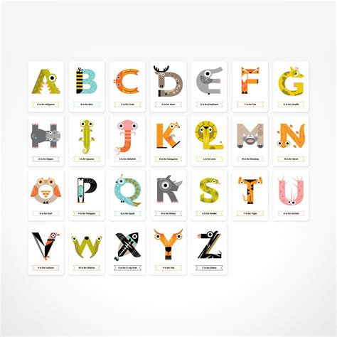 Animal Alphabet Flashcards for Kids Educational Learn the - Etsy