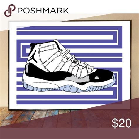 11x17 AIR JORDAN 11 CONCORD DRAWING ART PRINT | Art prints, Art drawings, Drawings