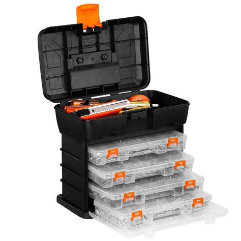 VonHaus Portable Small Parts, Crafts or Tool Storage Box - Organizer Case with 4 Drawers ...