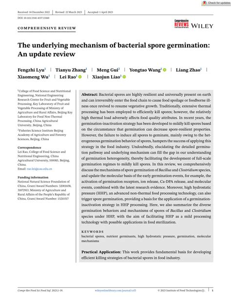 (PDF) The underlying mechanism of bacterial spore germination: An update review