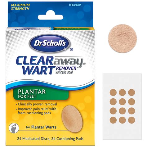 Dr. Scholl’s Clear Away Plantar Wart Remover for Feet, 24 Medicated ...