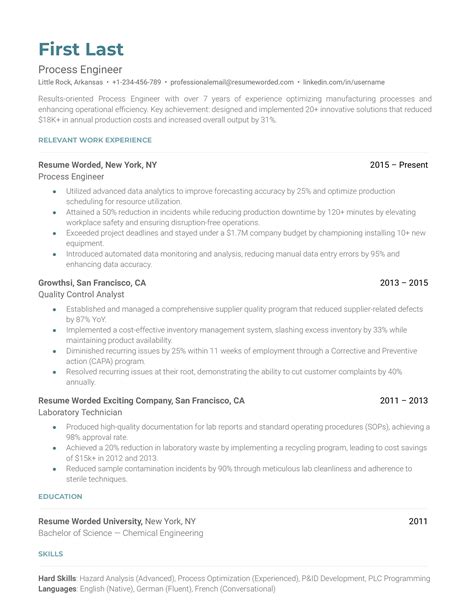 Process Engineer Resume Examples for 2024 | Resume Worded