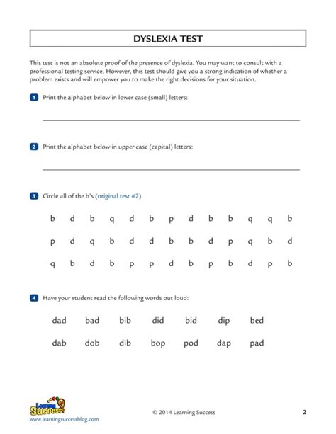 Dyslexia test