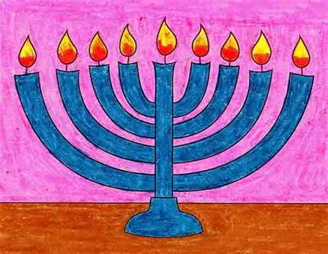 Easy How to Draw a Menorah Tutorial Video and Coloring Page