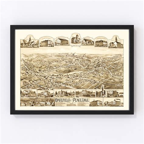 Vintage Map of Wakefield, Rhode Island 1888 by Ted's Vintage Art