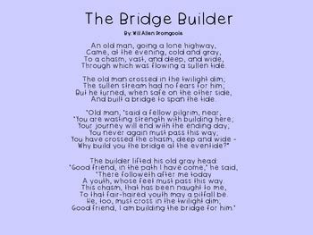 Common Core Poetry Puzzle Cards: The Bridge Builder by Ashley B | TpT