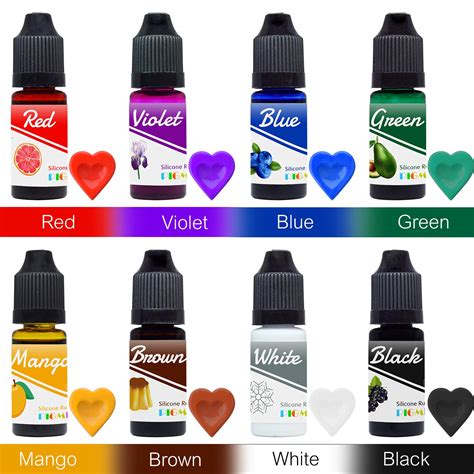 Silicone Rubber Pigment - 8 Colors Liquid Silicone Coloring Dye for Silicone Mold Making ...