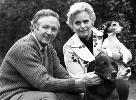 Alf Wight and his wife, Joan, with Hector and Dan. #All_Creatures_Great_And_Small #James_Herriot ...