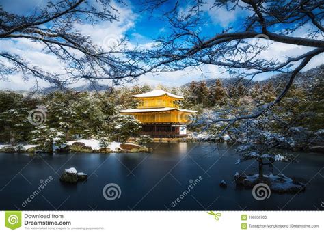 Kinkakuji Golden Pavilion Temple with Snow Stock Photo - Image of beauty, culture: 106936700