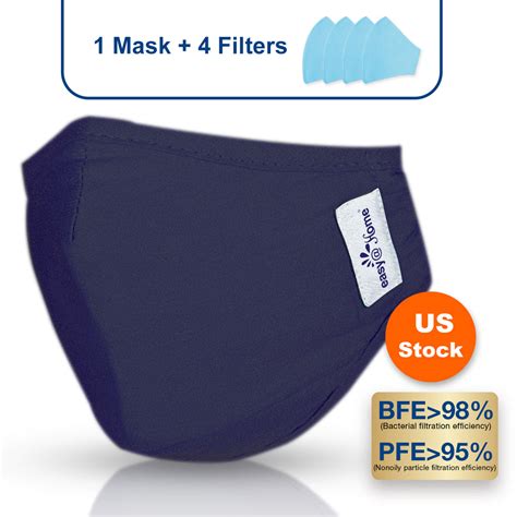 Premium Reusable Face Mask with 4 Filters, Washable Cloth Respirator P