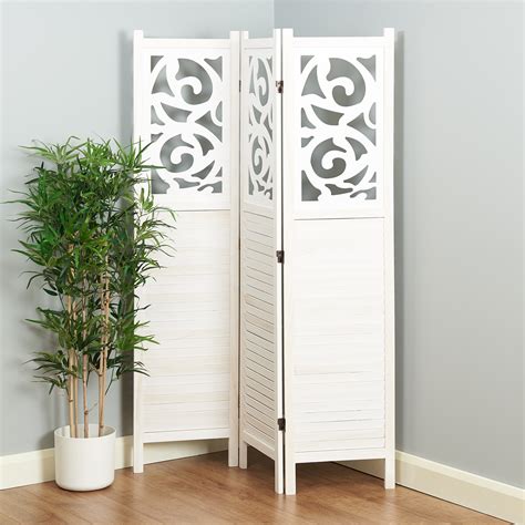 Hartleys 3 Panel Wooden Room Divider Grey/White Folding Partition ...