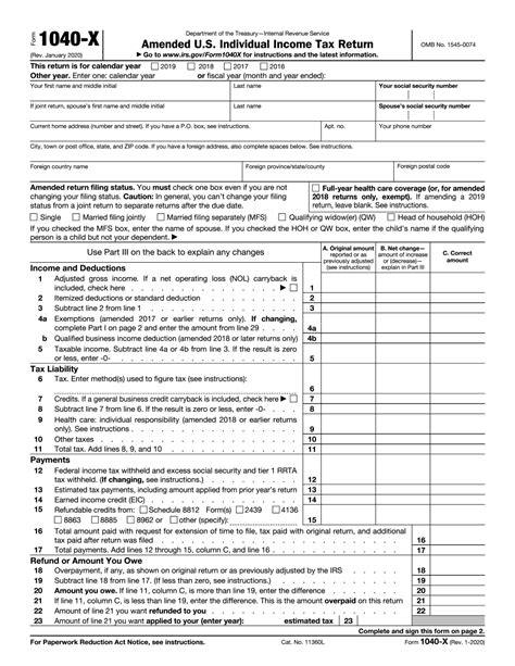 1040X Form Download A Template Or Complete Online | 2021 Tax Forms 1040 Printable