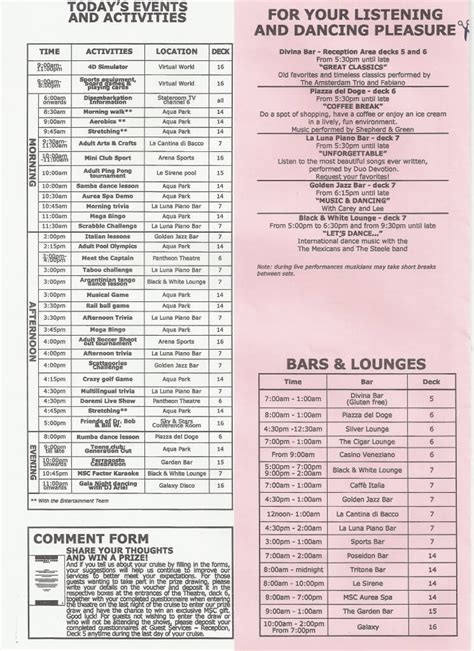 MSC Divina Daily Itinerary – cruise with gambee