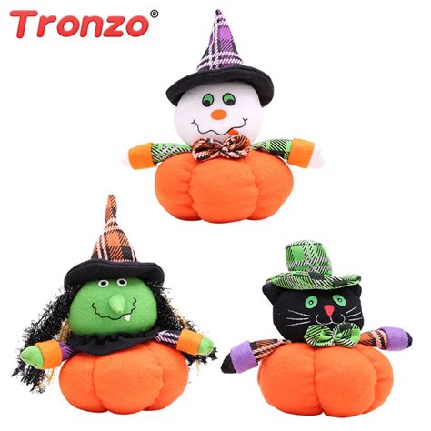 Tronzo Halloween Plush Toys 24cm Plush Pumpkin Witch Ghost Black Cat Soft Stuffed Halloween ...