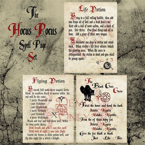 Hocus Pocus Spell Page Set | Etsy