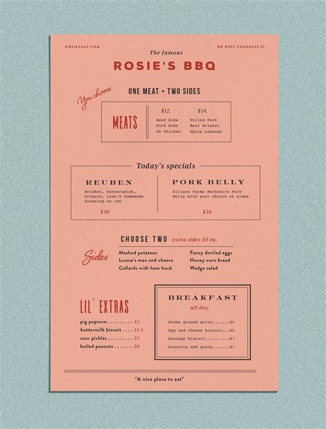 Rosie's BBQ — Kendra Lebo Design Web Design, Layout Design, Design Page ...