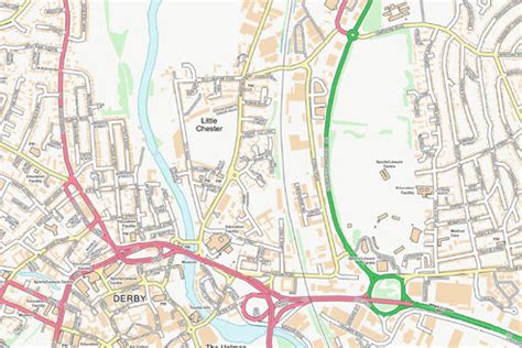 Central Derby City Street Map - Digital Download – ukmaps.co.uk