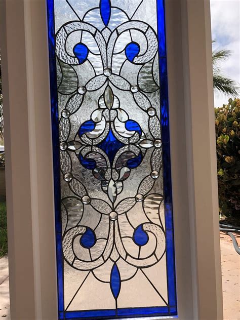 Simply Stunning! The “Victorville” Stained And Beveled Glass Window In Vinyl Frame