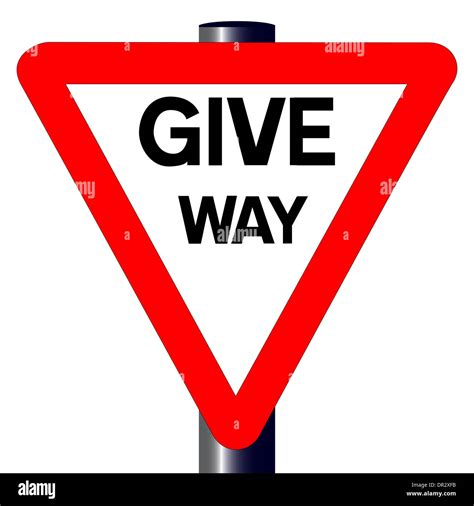 The traditional 'GIVE WAY' traffic sign isolated on a white background Stock Photo - Alamy