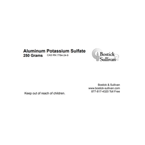 Potassium Aluminum Sulfate - Bostick & Sullivan