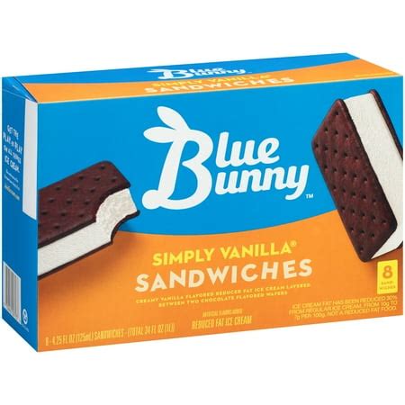 Blue Bunny Simply Vanilla Ice Cream Sandwiches 4.25 fl. oz. Sandwiches, 8 count - Walmart.com