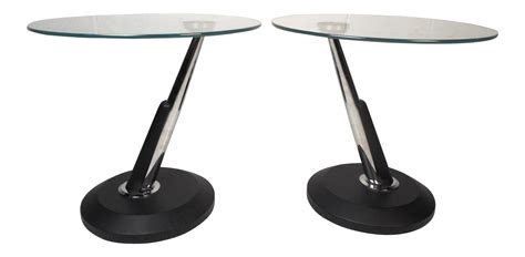 Contemporary Modern Glass End Tables - a Pair | Chairish