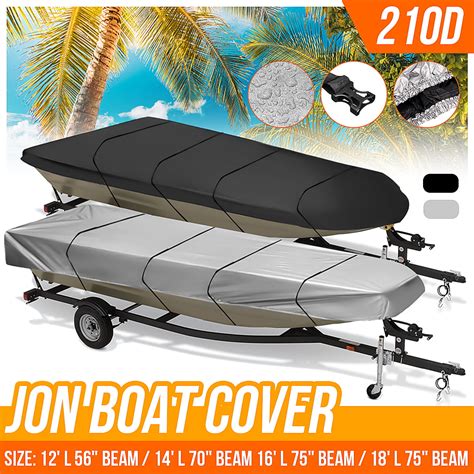 Jon Boat Cover- Waterproof Trailerable Jon Boat Cover Fits Jon Boat 12ft-18ft Long and Beam ...