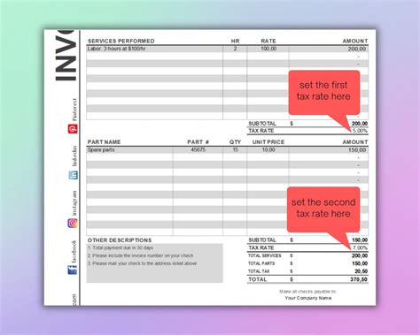 Vehicle Maintenance and Repair Invoice Template, Excel, Google Sheets ...