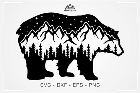 Bear Landscape Mountain Svg Design By AgsDesign | TheHungryJPEG