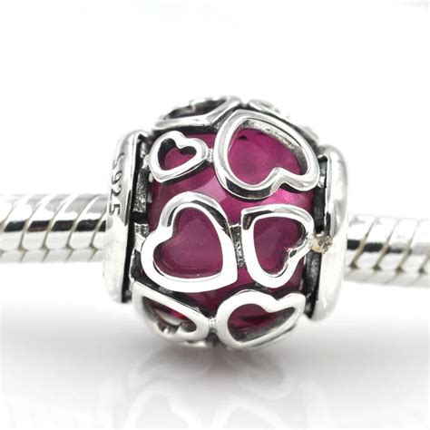 Fits Pandora Charms Bracelet Original 925 Sterling Silver Heart Charms ...