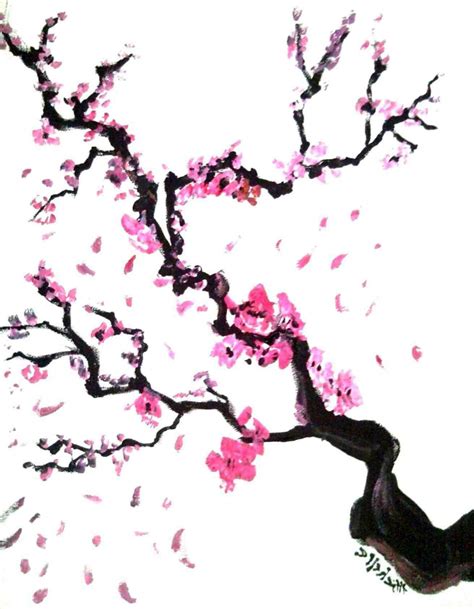 Cherry Blossom Tree Branch Drawing at PaintingValley.com | Explore ...