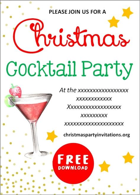 Free Printable Christmas Cocktail Party Invitations Templates 🍹