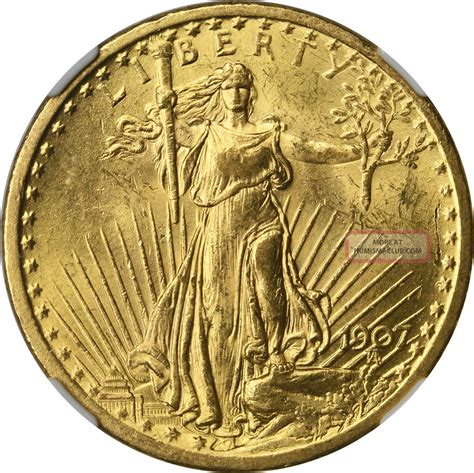 1907 Saint - Gaudens Gold Double Eagle $20 Ms 62 Ngc Mintage= 361, 667