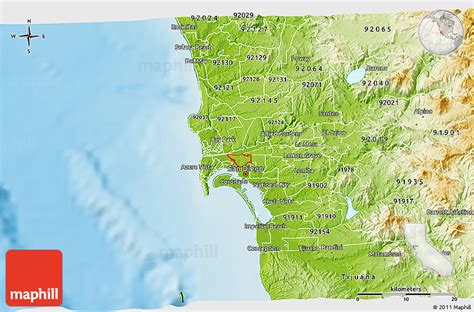 Physical 3D Map of ZIP Code 92103